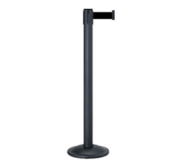 Basic Retractable Belt Stanchion Wrinkle Black with 7' Belt