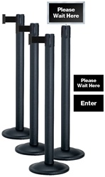 4 Post Queue Pack With Signage Black Wrinkle