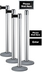 4 Stanchion Queue Pack With Signage in Crome