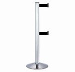 Retractable Double Belt Stanchion - Model: Beltrac 3000DL, 10' Belts