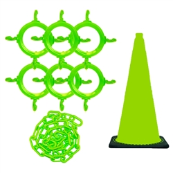 Green Traffic Cone and Chain