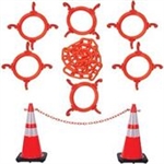 Orange reflective traffic cone and chain kit