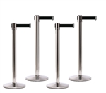 Set of 4 Stainless Retractable Belt Barriers