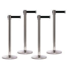 Set of 4 Stainless Retractable Belt Barriers