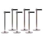 Set of 6 Stainless Retractable Belt Barriers