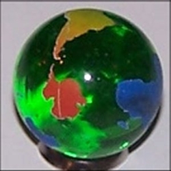 23mm Earth Transparent Green with Rainbow Continents Each