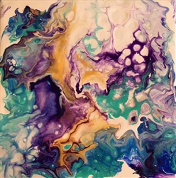 Original Acrylic Pour Flat Board #AP011 6x6"