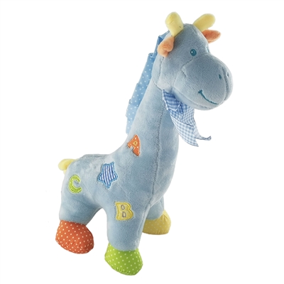 13.5" BLUE BABY GIRAFFE W/RATTLE