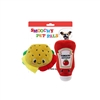 "5"" 2 PACK  BURGER AND KETCHUP PLUSH PET TOY  INCLUDING CRINKLE PAPER AND SQUEAKER WITH BACK CARD"
