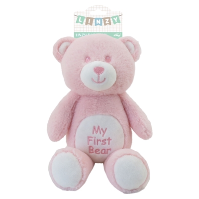 16" MY FIRST BEAR TOYS WITH RATTLE-PINK