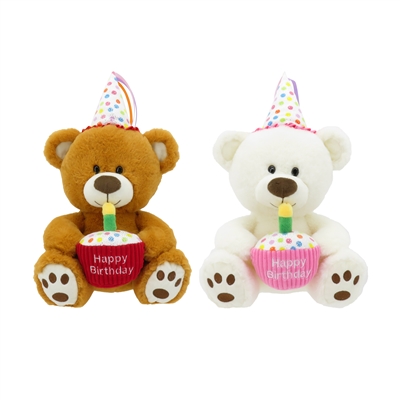 10" HAPPY BIRTHDAY TEDDY BEAR W/SOUND (2)