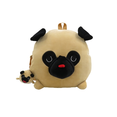 12" PUG SMOOCHY PALS BACKPACK WITH KEYCHAIN