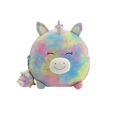 12" TIEDYE UNICORN SMOOCHY PALS BACKPACK WITH KEYCHAIN