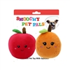 "5"" 2 PACK  APPLE AND ORANGE PLUSH PET TOY  INCLUDING CRINKLE PAPER AND SQUEAKER WITH BACK CARD"