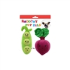 "5"" 2 PACK  PEA AND RADISH PLUSH PET TOY  INCLUDING CRINKLE PAPER AND SQUEAKER WITH BACK CARD"