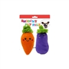 "5"" 2 PACK  CARROT AND EGGPLANT PLUSH PET TOY  INCLUDING CRINKLE PAPER AND SQUEAKER WITH BACK CARD"