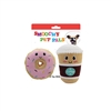 "5"" 2 PACK  DONUT AND COFFEE PLUSH PET TOY  INCLUDING CRINKLE PAPER AND SQUEAKER WITH BACK CARD"