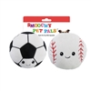 "5"" 2 PACK FOOTBALL/BASEBALL PLUSH PET TOY   INCLUDING CRINKLE PAPER AND SQUEAKER WITH  HEADER CARD"