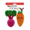 "5"" 2 PACK BEET/CARROT PET TOY   INCLUDING CRINKLE PAPER AND SQUEAKER WITH HEADER CARD"