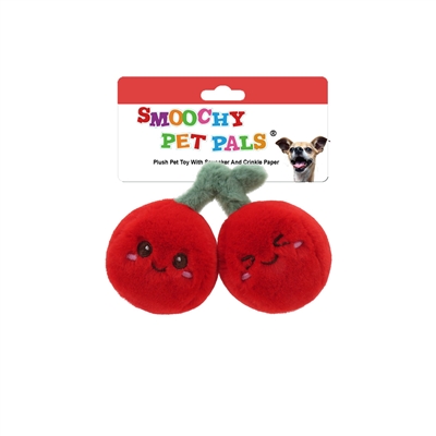 "5"" CHERRY PLUSH PET TOY   INCLUDING CRINKLE PAPER AND SQUEAKER WITH HEADER CARD"