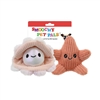 "5"" 2 PACK PEARL/STARFISH PLUSH PET TOY   INCLUDING CRINKLE PAPER AND SQUEAKER WITH  HEADER CARD"