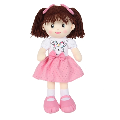 16" FANNY DOLL - PINK W/BUNNY PRINT