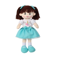 16" FANNY DOLL - TURQUOISE W/UNICORN PRINT