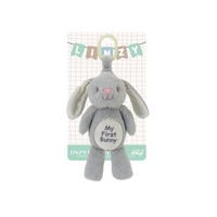 10" MY FIRST BUNNY  STROLLER TOY WITH RATTLE-GREY/PINK EAR