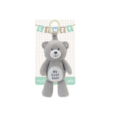 10" MY FIRST BEAR  STROLLER TOY WITH RATTLE-GREY