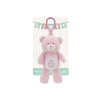 10" MY FIRST BEAR  STROLLER TOY WITH RATTLE-PINK