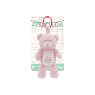10" MY FIRST BEAR  STROLLER TOY WITH RATTLE-PINK