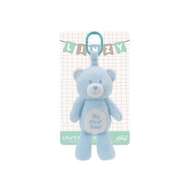 10" MY FIRST BEAR  STROLLER TOY WITH RATTLE-BLUE