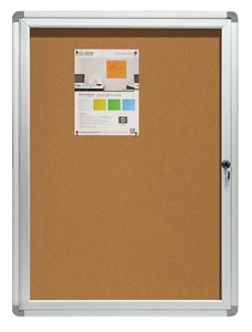 Enclosed Bulletin Board with Cork Surface and Aluminum Frame - 2 x 3' (feet)