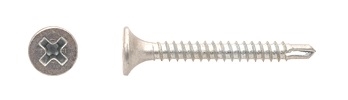 Muro - Self Drilling Screws, Wood to Metal, 6 x 1 1/4" Fine Thread, Bugle Head, Phillips Drive, Bright Zinc