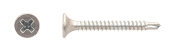 Muro - Self Drilling Screws, Wood to Metal, 6 x 2" Fine Thread, Bugle Head, Phillips Drive, Bright Zinc