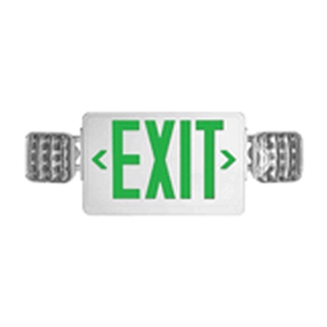 LED Exit Emergency Combo Green Letters White Thermoplastic Housing With Battery Backup