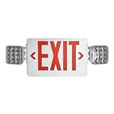 LED Exit Emergency Combo Red Letters White Thermoplastic Housing With Battery Backup