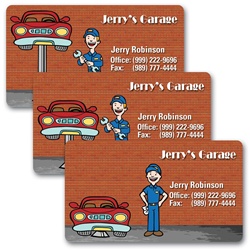 Lenticular business card with mechanic fixes car by raising and lowering on lift, animation
