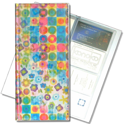 Lenticular business card file with cute flowers and circles, flip with