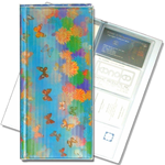 Lenticular business card file with cute spring flowers and butterflies, flip with