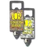 Lenticular bottle opener with USA money, dollars and coins, flip