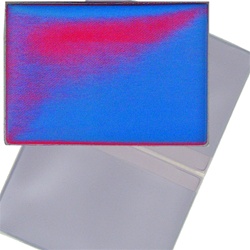 Lenticular business card holder, red and blue gradient, color changing