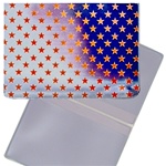 Lenticular business card holder with USA flag, stars and stripes, color changing flip