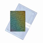 Lenticular business card holder with yellow, pink, and blue gradient, color changing with