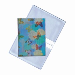 Lenticular business card holder with cute spring flowers and butterflies, flip with
