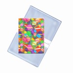 Lenticular business card holder with rainbow cylinders and drums, color changing