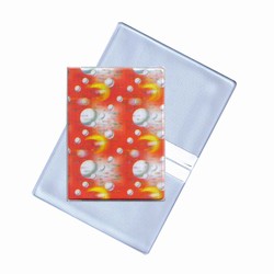Lenticular business card holder with moon, stars, planets, and other astronomy objects, depth