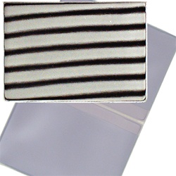 Lenticular business card holder with black and white stripes, animation
