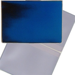 Lenticular business card holder with blue and black gradient, color changing