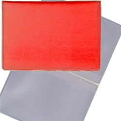 Lenticular business card holder with red and white gradient, color changing